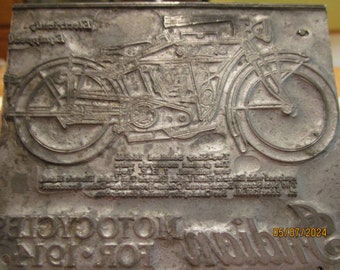 1914 Indian Motorcycle Printer Block for Advertising