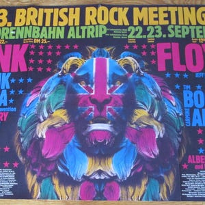 Póster original del concierto "3 British Rock Meeting" de Pink Floyd, Alemania, 1973
