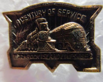Vintage Rock Island Railroad Century of Service Lapel Pin (1852-1952), Copper