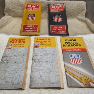 Vintage Union Pacific Railroad Time Tables and Maps 1940s and 1960s