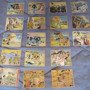 Eighteen Vintage Gum Inc. WWII Bubble Gum Trading Cards, Marine Set, 1941