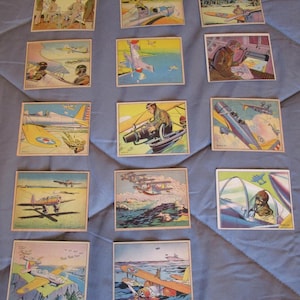 Fifteen Vintage WWII Gum Inc. Bubble Gum Trading Cards, Airmen, 1941