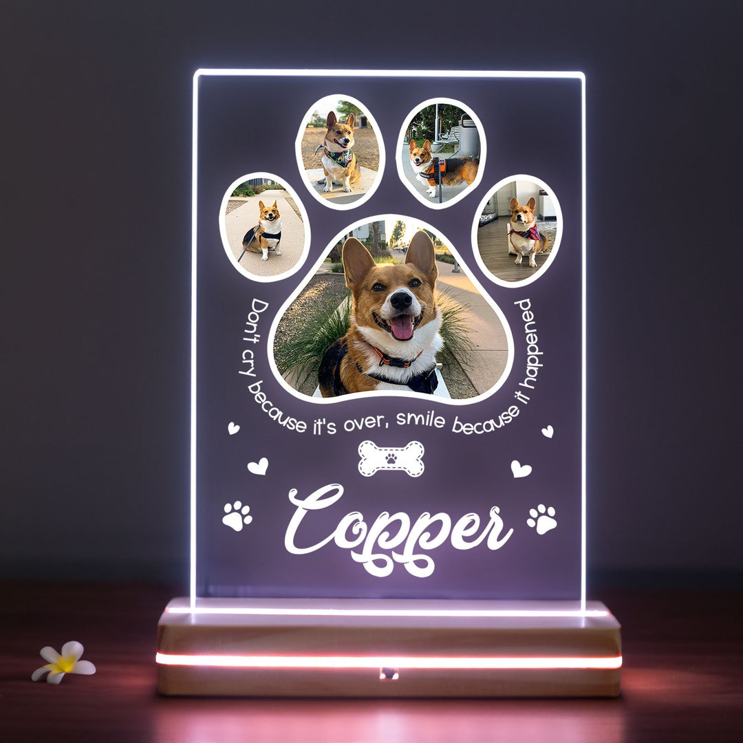 Dog Memorial Custom Plaque LED Light, Custom Dog LED Light, Sympathy