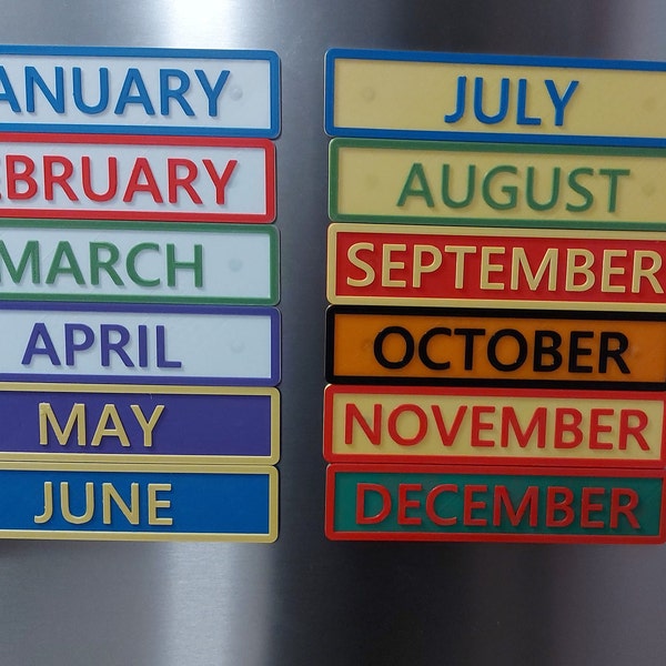 Magnetic Month Labels | 3D Printed Monthly Magnets for Whiteboards | Planners | Calendars