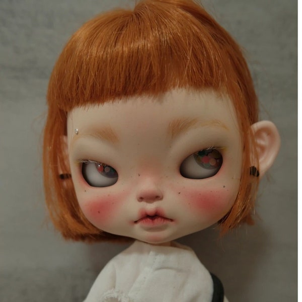 Custom Blythe Doll/Doll Head/faceplate with makeup/doll faceup/doll body/Pull Strings/Eye Chips/Eyelashes/sleepy eyes/Cute/Gift for her