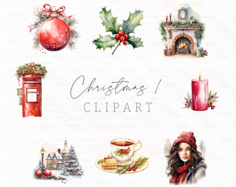 Christmas Clipart Set 1 - printable scrapbook paper planner clipart - instant download