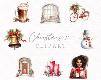 Christmas Clipart Set 2 - printable scrapbook paper planner clipart - instant download