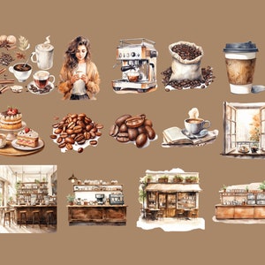 Coffee Shop Clipart Printable Scrapbook Paper Planner Clipart Instant ...