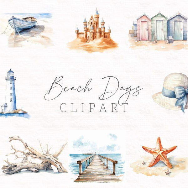 Beach Days Clipart - imprimable scrapbook papier planificateur clipart - téléchargement instantané