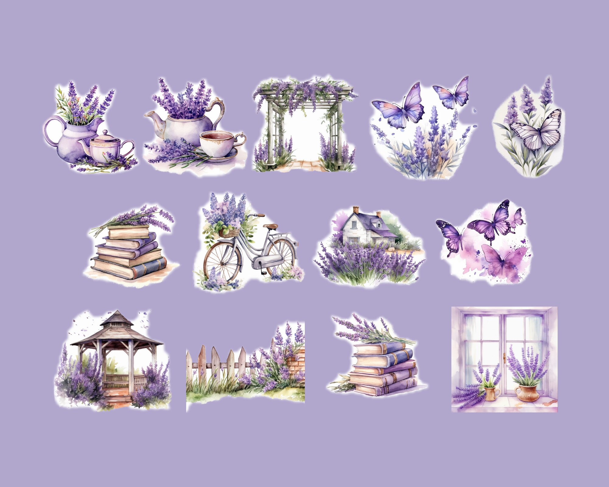 Lavender Garden Clipart Printable Scrapbook Paper Planner Clipart ...