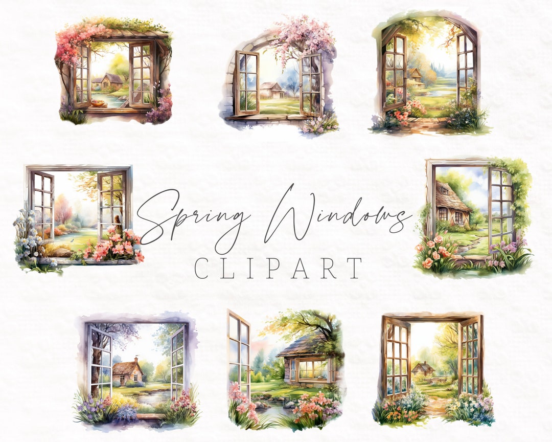 Spring Windows Clipart Printable Scrapbook Paper Planner Clipart ...