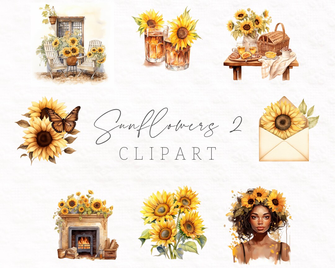 Sunflower Clipart Printable Scrapbook Paper Planner Clipart Instant ...