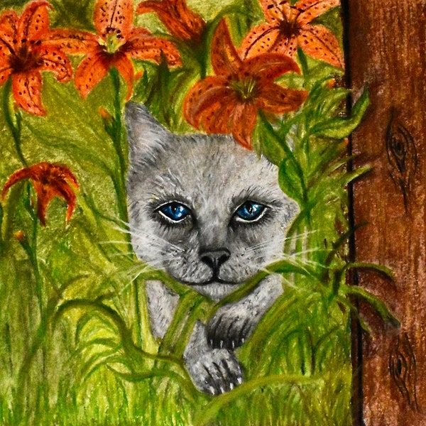 Cat Prowling Pastel Art Printable
