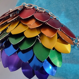 Rainbow pride shoulder armor pauldron, dragon scales, scale mail. In stock and ready to ship