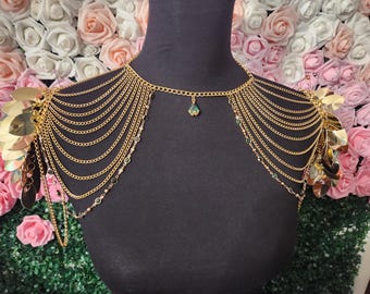 Scalemaille, Dragon scales, scale mail shoulder armor pauldron GOLD OR SILVER.