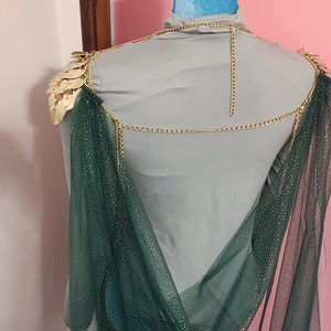 Scalemaille piece GOLD OR SILVER, with removable tulle cape/cloak.
