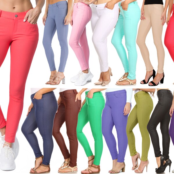 Women's Stretchy 5 Pocket Jeggings Plus Size Included