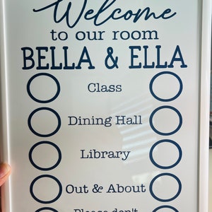 College dorm door sign