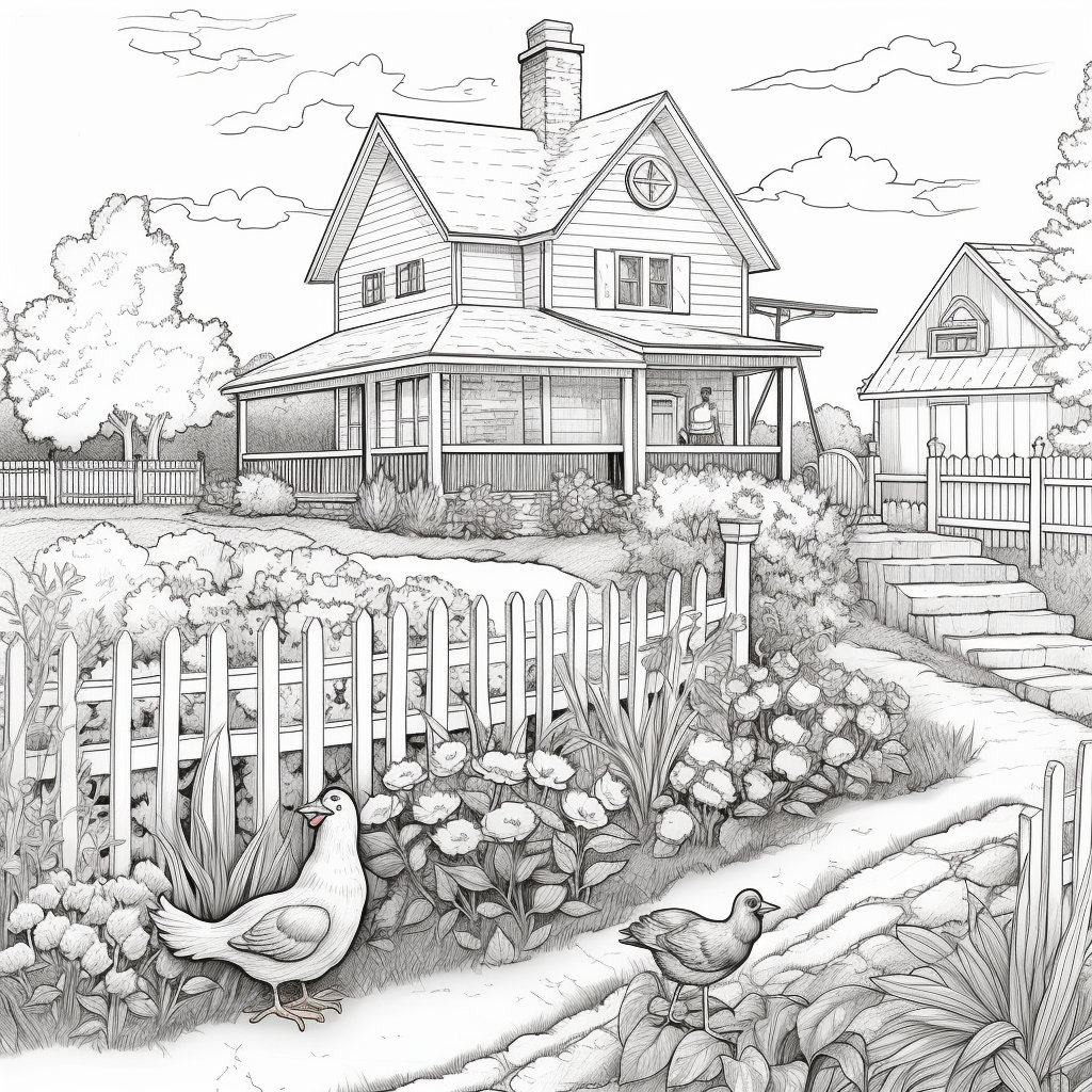 6 Printable Adult Coloring Pages Farm Theme - Etsy