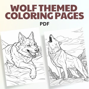 6 Printable Adult Coloring Pages - Wolf Theme