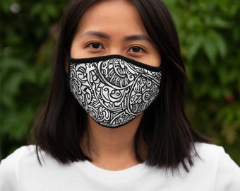 Black and White Striped Fitted Polyester Face Mask | Two Layers with a Filter Pocket Black and White Striped Face Mask