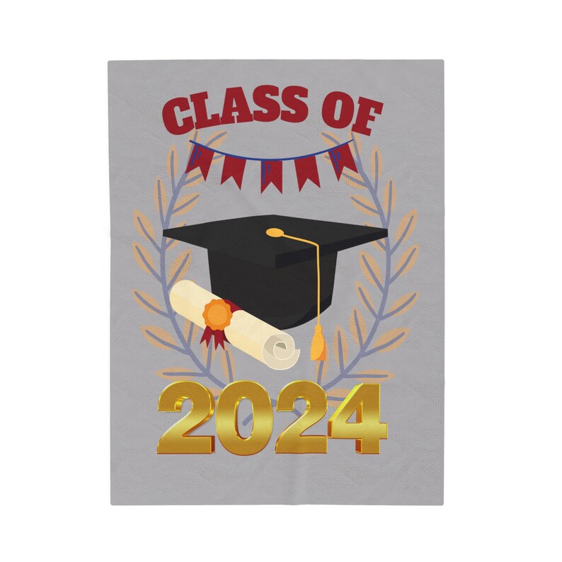 Gray Senior Graduation Class of 2024 Velveteen Plush Blanket Etsy
