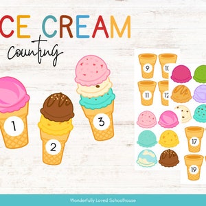 Summer Counting Ice Cream for Preschool - Toddler - Kindergarten Activity Printable for Homeschool Prek