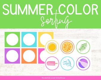 SUMMER Color Matching Activity Preschool - Toddler - Kindergarten Printable for Homeschool Prek