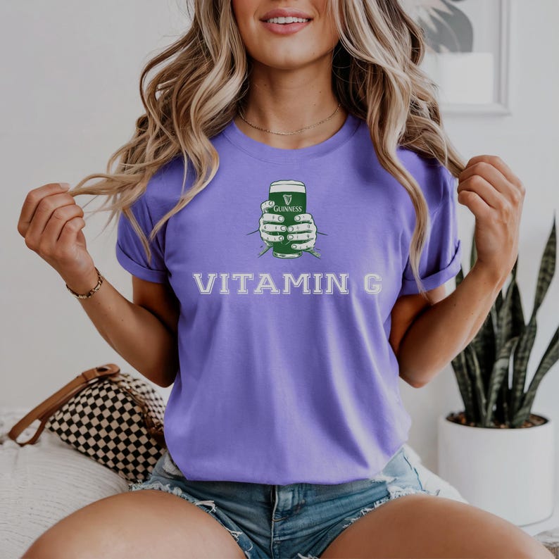 Guinness Inspired Comfort Colors® Tee | Funny Beer Shirt | Irish Party T-Shirt for Him or Her | St. Pattys Gift Violet