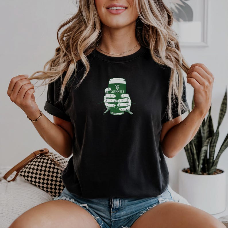 Guinness Beer Comfort Colors® T-Shirt | Vintage Irish Pub Tee | Funny St. Patrick's Day Gift for Beer Lovers Black