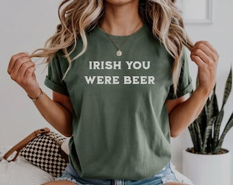 Camiseta "Irish You Were Beer Baby" | Camiseta engraçada para o Dia de São Patrício | Camiseta retrô para festa da Guinness