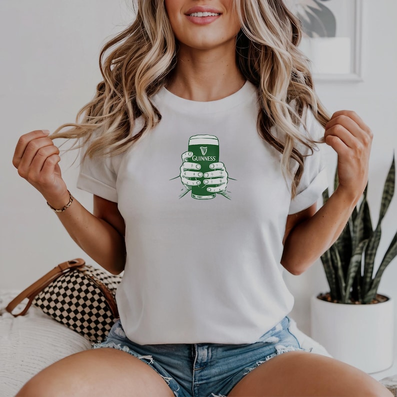Guinness Beer Comfort Colors® T-Shirt | Vintage Irish Pub Tee | Funny St. Patrick's Day Gift for Beer Lovers White