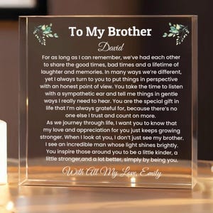 Personalized Acrylic Block For Brother, Birthday Gift, Brother Christmas Gift, Holiday Gift, Graduation Gift, Wedding Gift for Brother