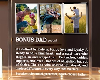 Personalized Acrylic Block For Bonus Dad, Custom Stepdad Picture Frame, Christmas Gift, Step dad Father's Day Gift, Stepped Up Dad