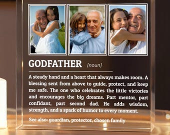 Personalized Acrylic Block For Godfather, Custom Godfather Picture Frame, Christmas Gift for Godfather, Father's Day Gift, Appreciation Gift