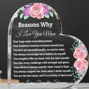 Heart Plaque For Mom, Personalized Gift for Mom, Mother&#39;s Day Gift, Mom&#39;s Birthday Gift, Thank You Mom, Mom Gift, Reasons I Love You Mom