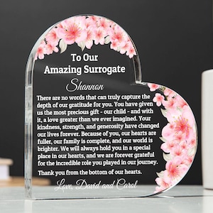 Personalized Gift For Surrogate mother, Thank You Gift For Surrogacy, Gift From Couple To Surrogate, Memory Keepsake From Parents