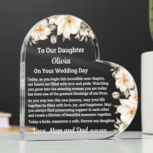 To our daughter on her wedding day, wedding day gift from mom dad to bride, daughter&#39;s  wedding gift, wedding keepsake, gift from parents