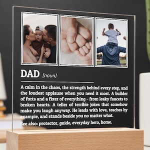 Personalized Dad Definition Plaque, Fathers Day Gifts from Daughter Son, Gift for Dad, Custom Photo Frame, Dad Christmas Gifts, Father&#39;s Day