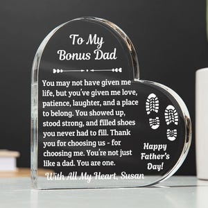 Heart Plaque For Stepdad, Birthday Gift, Step Dad Appreciation, To My Stepfather, Father&#39;s Day Gift For Stepdad Bonus Dad, Stepped Up Dad