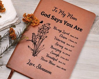 Personalized Leather Prayer Journal For Mom: Christian Gift, Positive Affirmations, God Says You Are