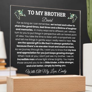 Personalized Acrylic Plaque For Brother, Birthday Gift, Brother Christmas Gift, Holiday Gift, Graduation Gift, Wedding Gift for Brother