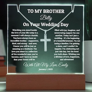 Personalized Gift for Brother On His Wedding Day, Necklace For Brother Gift for Wedding, Groom Gift from Sister, Brother Wedding Keepsake
