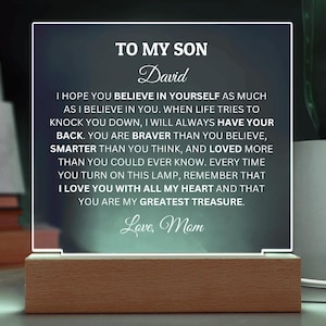 Acrylic Plaque For Son, Personalized Gift for Son, Gift For Son, Graduation Gift, Birthday Gift, Mom to Son, Dad to Son, Holiday Gift