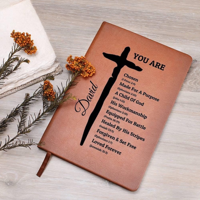 Personalized Christian Journal For Men, Positive Affirmation Journal, Christian Gift, Pastor Gifts, Religious Gift For Boys, First Communion image 1