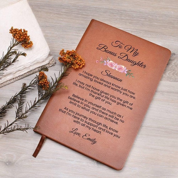 Personalized Journal Bonus Daughter, Step Daughter Personalized Gift , Gifts from Step parent, Personalized Gifts For Girls, Leather Journal