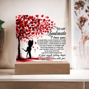 Acrylic Plaque For Soulmate, Night Light, Acrylic LED Desk Plaque, Valentine&#39;s Gift, Christmas Gift for Girlfriend, 7 color LED night light