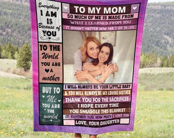 Personalized Blanket For Mom, Mother's Day Gift, Customized Photo Blanket For Mom, Daughter to Mom Gift, Christmas Gift, Birthday Gift