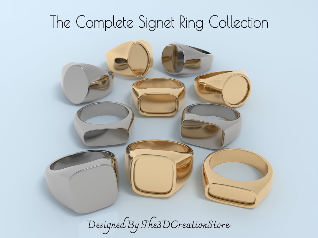 The Complete Signet Ring Collection - 10 Customizable 3D Rings