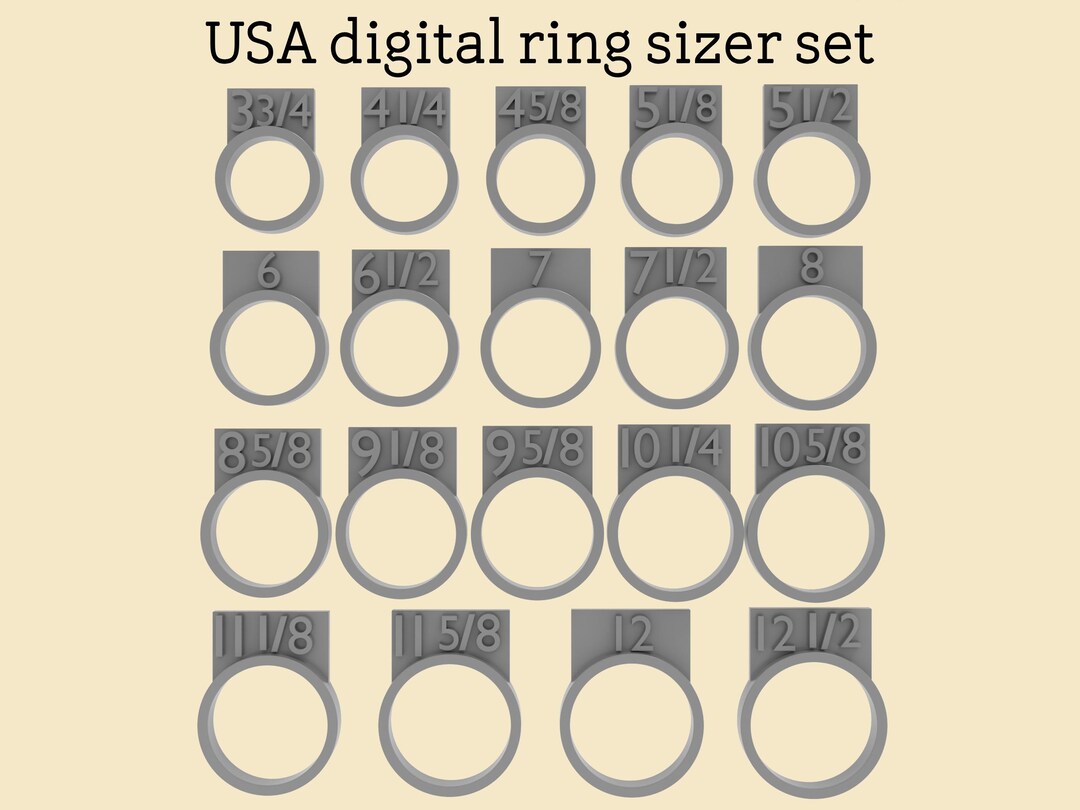 USA Digital Ring Sizer Set (UK Size H-Z) .stl .fbx .obj - Ready for 3D ...